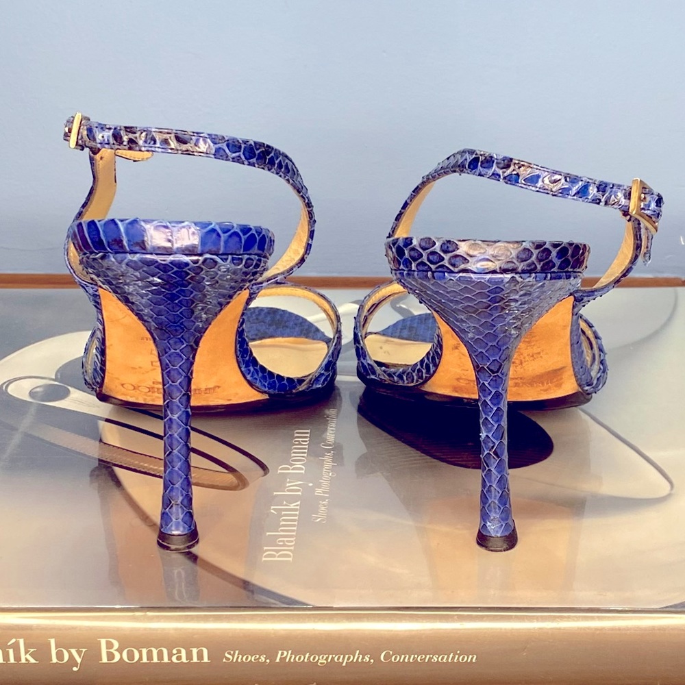 Jimmy Choo Blue Snakeskin Heels - Picture 5 of 10